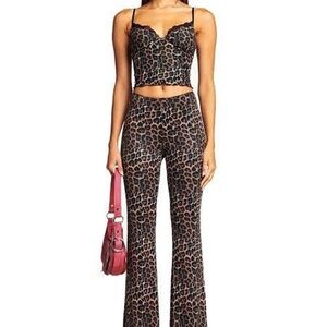 I.AM.GIA Medusa Leopard Flare Stretch Micro Mesh Bell Bottoms